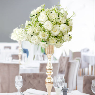 22-Inch White Silk Rose Grand Centerpiece â€“ Pre-Made Artificial Flower Ball for Wedding & Party DÃ©cor - Silk Flowers