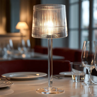 23’’ Crystal Candle Lamp with Ribbed Shade â€“ Clear Acrylic Column Candle Holder for Tealight & Taper Candles