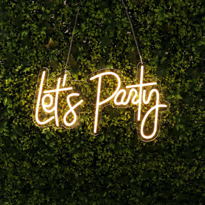 23" Let's Party Neon Light Sign, LED Reusable Wall DÃ©cor Lights With 5ft Hanging Chain