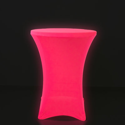 Glow Neon Fuchsia Fitted Spandex Cocktail Tablecloth â€“ 30" Round, Wrinkle-Free Cover
