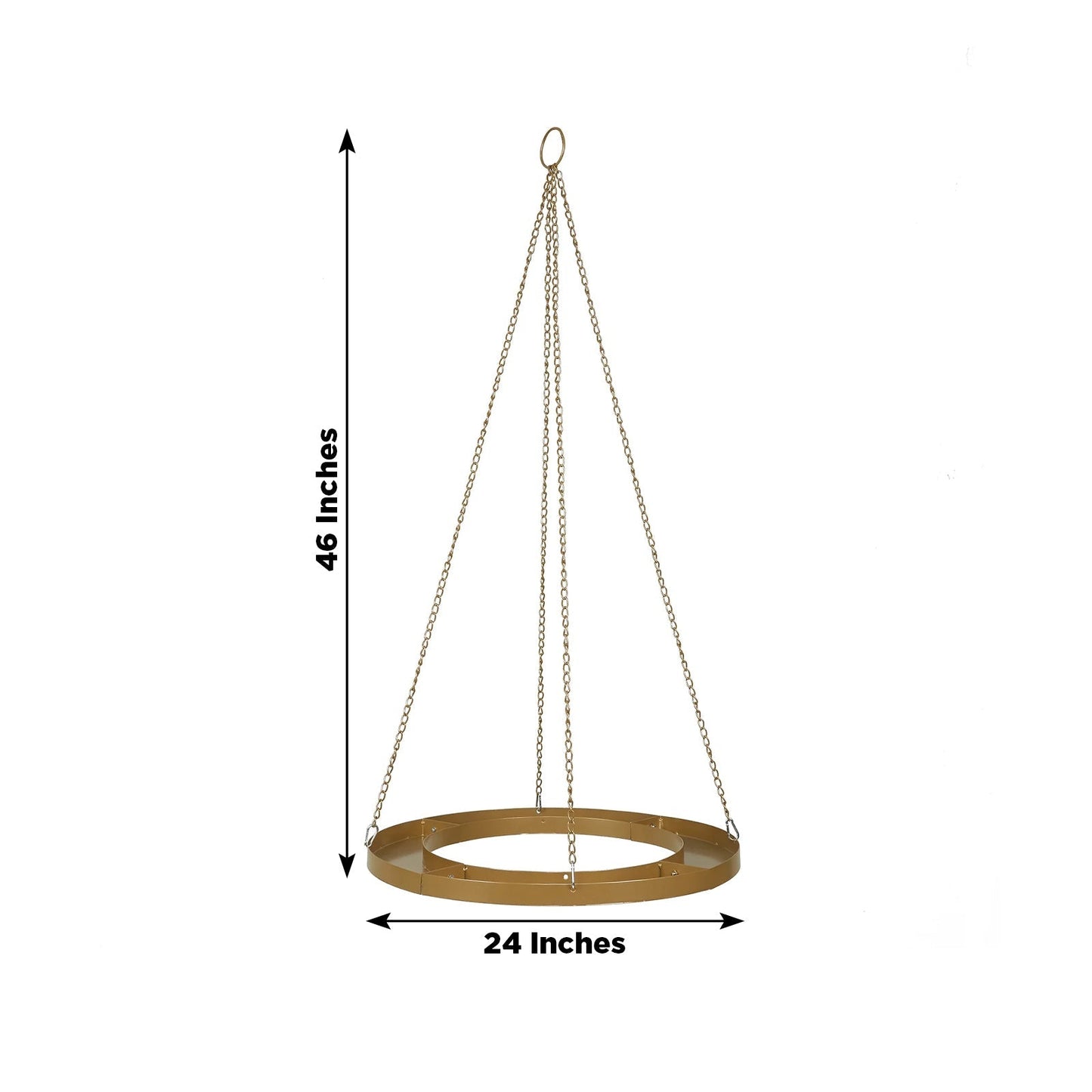 Gold Hanging Metal Floral Chandelier Frame - 24" Circular Lighting, Candle and Floral Display Base