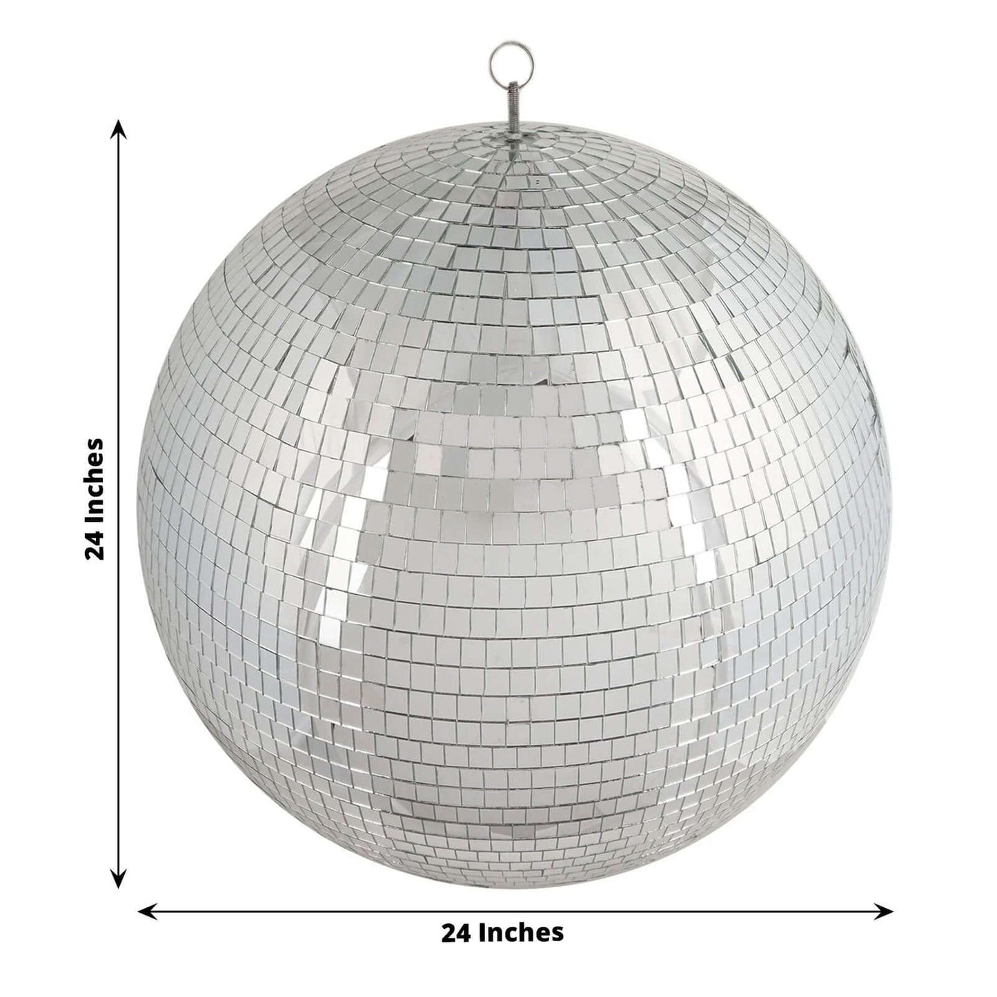 24" Large Silver Foam Disco Mirror Ball With Hanging Swivel Ring, Holiday Party Decor