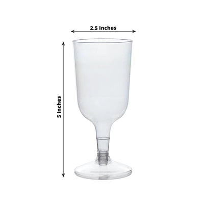 24 Pack Clear Plastic Wine Glasses 6oz Short Stem Disposable Party Cups with Detachable Base - Disposables
