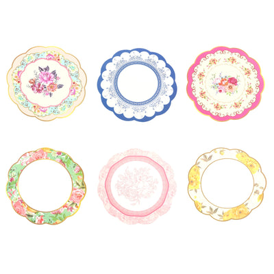 24-Pack Disposable Table Placemats in Assorted Floral Designs with Scalloped Rim - 400GSM Cardboard Placemats for Tea