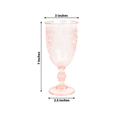 24-Pack Plastic Wine Glasses 10oz â€“ Transparent Blush Vintage Goblets with Retro Embossed Design Elegant Drinkware
