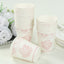 24 Pack Disposable Paper Cups in White Pink Damask Floral Pattern, Elegant Party Cups - 9oz