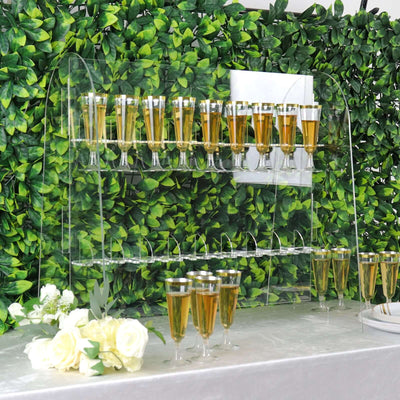 2-Tier Acrylic Champagne Glass Holder Display Stand Table Top Clear with 18 Hooks for Events & DIY Bars 25"