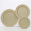 25-Pack Paper 10" Round Dinner Plates in Khaki Sunray Design with Gold Rim - Disposable Heavy Duty 350GSM Party Plates