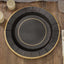 25-Pack Disposable Round Charger Plates in Black Sunray Design with Gold Rim - 350GSM Heavy Duty Paper Chargers 13"