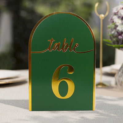 25-Pack 7’’ Disposable Table Numbers Hunter Emerald Green Free Standing Double Sided Table Number Place Cards