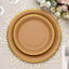 25-Pack Kraft Paper 8" Round Dessert Plates in Natural Brown with Gold Lined Rim - Disposable Salad Appetizer Plates for Rustic & Vintage Inspired Events