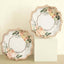 25-Pack Paper 8" Dessert Plates in White with Floral Print & Rose Gold Scallop Rim - Disposable 300GSM Appetizer Salad Plates