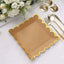 25-Pack Paper 9" Square Dinner Plates in Natural Brown with Gold Scalloped Rim - Disposable Party Plates for Rustic Gatherings & Chic Events