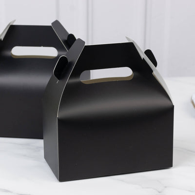 25 Pack Candy Gift Tote Gable Boxes Matte Black Party Favor Treat Boxes - 6’’x3.5’’x7’’ - Favor Bags & Boxes