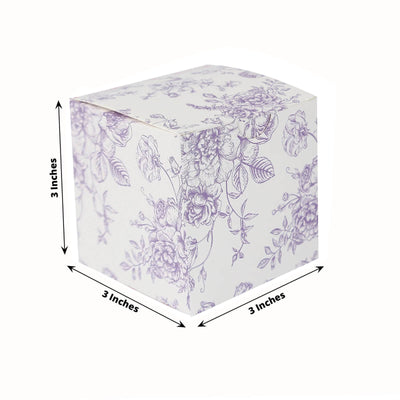 25 Pack Candy Treat Favor Boxes in French Toile Pattern - Matte Lavender and White Party Gift Boxes Cardstock Paper