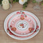 25-Pack Paper 7" Round Dessert Plates in Dusty Rose with Vintage Rose Flower Print - Disposable Appetizer Salad Plates