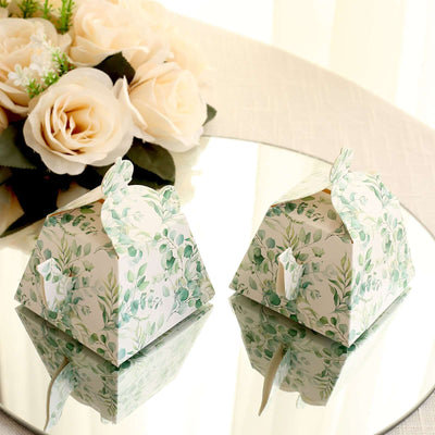 25 Pack Eucalyptus Greenery Mini Teapot Party Favor Boxes Tea Time Gift Boxes - 5’’x4’’ - Favor Bags & Boxes