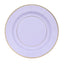 25-Pack Paper 10’’ Round Dinner Plates in Lavender Lilac Sunray Design with Gold Rim - Disposable Heavy Duty 350GSM