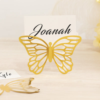 25-Pack Paper Butterfly Place Card Holders Gold with White Printable Cards - 3D Free Standing Table Number Stands