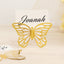 25-Pack Paper Butterfly Place Card Holders Gold with White Printable Cards - 3D Free Standing Table Number Stands 3"x5"
