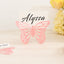 25-Pack Paper Butterfly Place Card Holders Pink with White Printable Cards - 3D Free Standing Table Number Stands 3"x5"