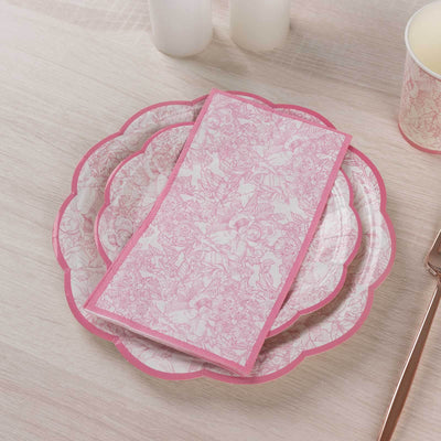 25-Pack Paper Dinner Napkins Pink with French Toile Pattern 2 Ply - Stylish Disposable Napkins for Events - Napkins