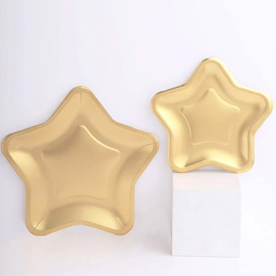 25-Pack Paper Star Shaped Dessert Plates in Matte Gold - Eco-friendly Disposable 300GSM Salad Appetizer Plates