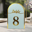 25-Pack 7" Disposable Table Numbers, Dusty Blue Free Standing Double Sided Table Number Place Cards with Metallic Gold Foil Numbers 1-25