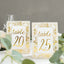 25-Pack Paper Wedding Table Numbers 1-25 White/Metallic Gold French Toile Design with Glam Gold Foil Numbers 7"