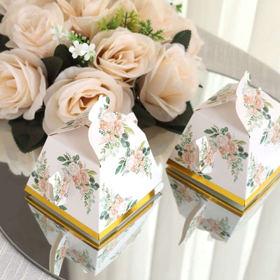 25 Pack Pink Peony Floral Mini Teapot Party Favor Boxes with Gold Edge Tea Time Gift Boxes - 5’’x4’’ - Favor Bags &