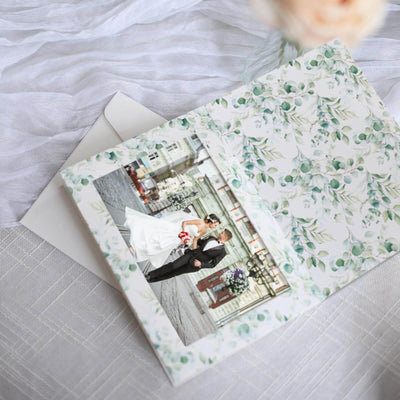 25-Pack Thank You Cards White Green Eucalyptus Leaves Design with Envelopes - Picture Insert Invitation Cards