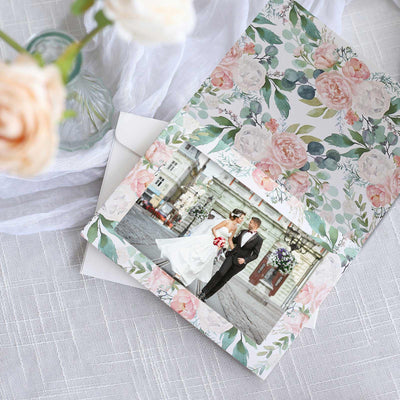 25-Pack Thank You Cards White Pink Peony Floral Design with Envelopes - Picture Insert Invitation Cards for Parties &