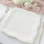 25-Pack Paper 11" Square Dinner Plates in White with Vintage Pottery Embossed Design - Shiny Disposable Serving Plates
