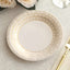 25-Pack Paper 7" Round Dessert Plates in White with Gold Basketweave Rim