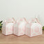 25 Pack White Pink Candy Gift Tote Gable Boxes in Damask Floral Pattern, Party Favor Treat Boxes - 6"x3.5"x7"
