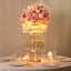 27" Crystal Pendant Table Centerpiece in 3-Tier Gold, Round Flower Stand Metal Vase Chandelier with Hanging Crystals