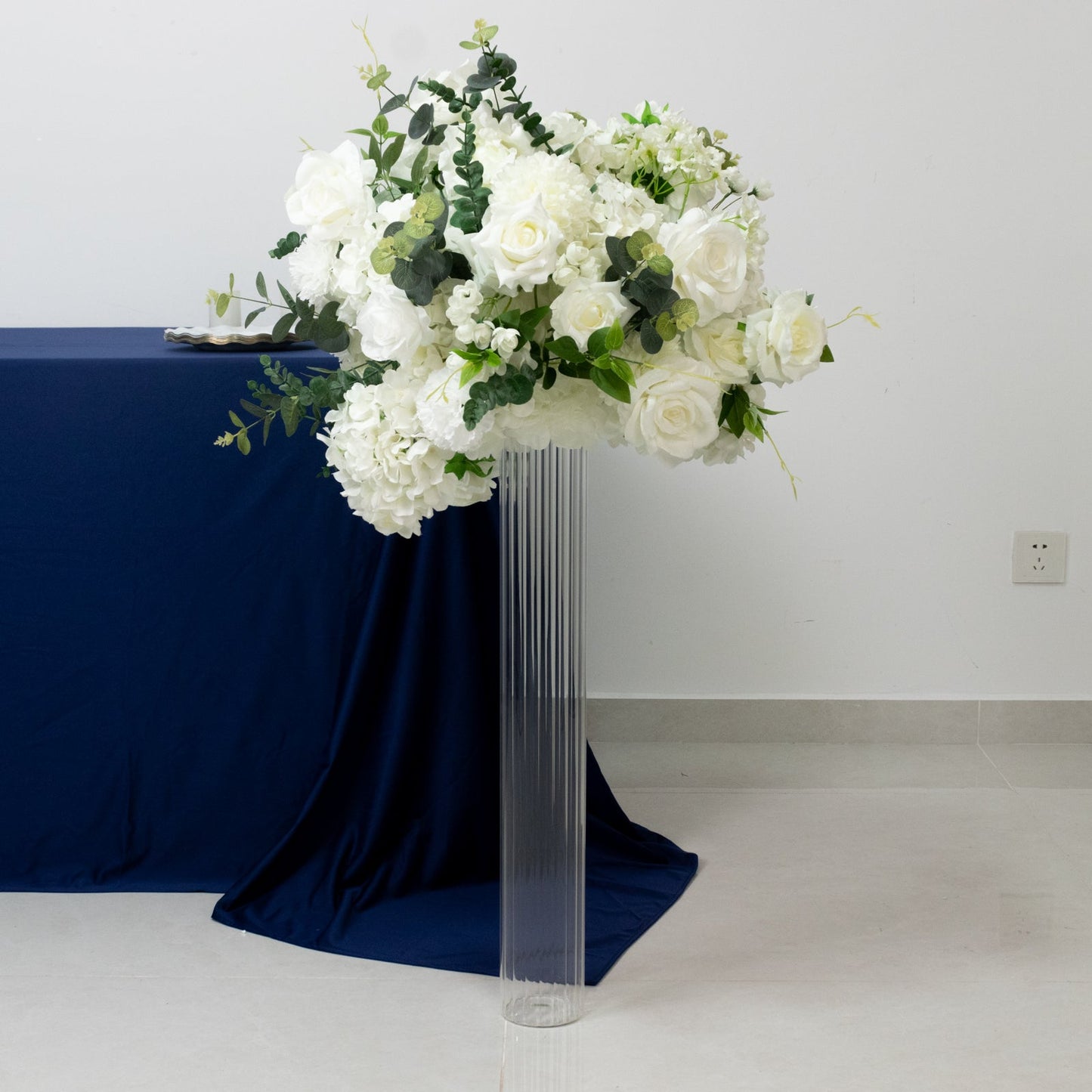 28’’ Ribbed Cylinder Glass Vases 2 Pack â€“ Extra Tall Decorative Vases for Aisles Reception Tables & Event Venues