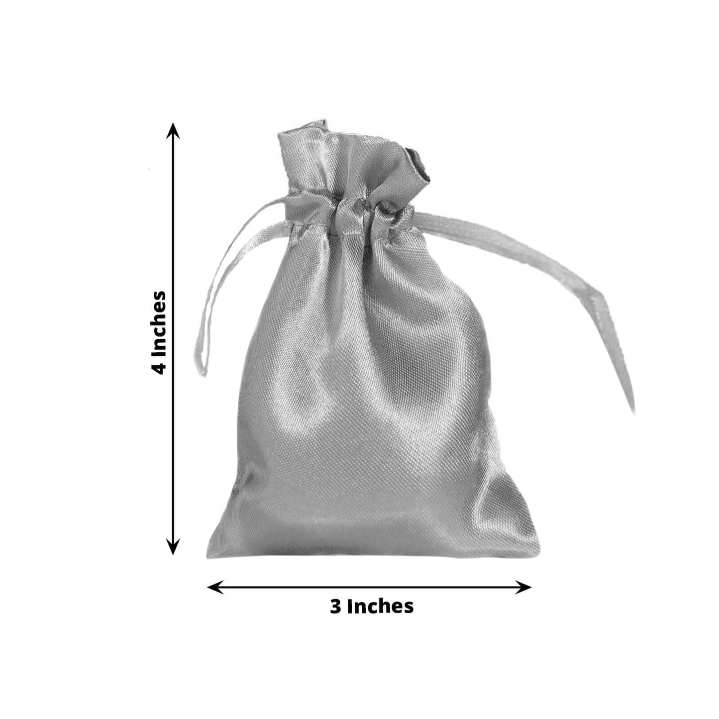 12 Pack 3"x4" Silver Satin Drawstring Wedding Party Favor Gift Bags