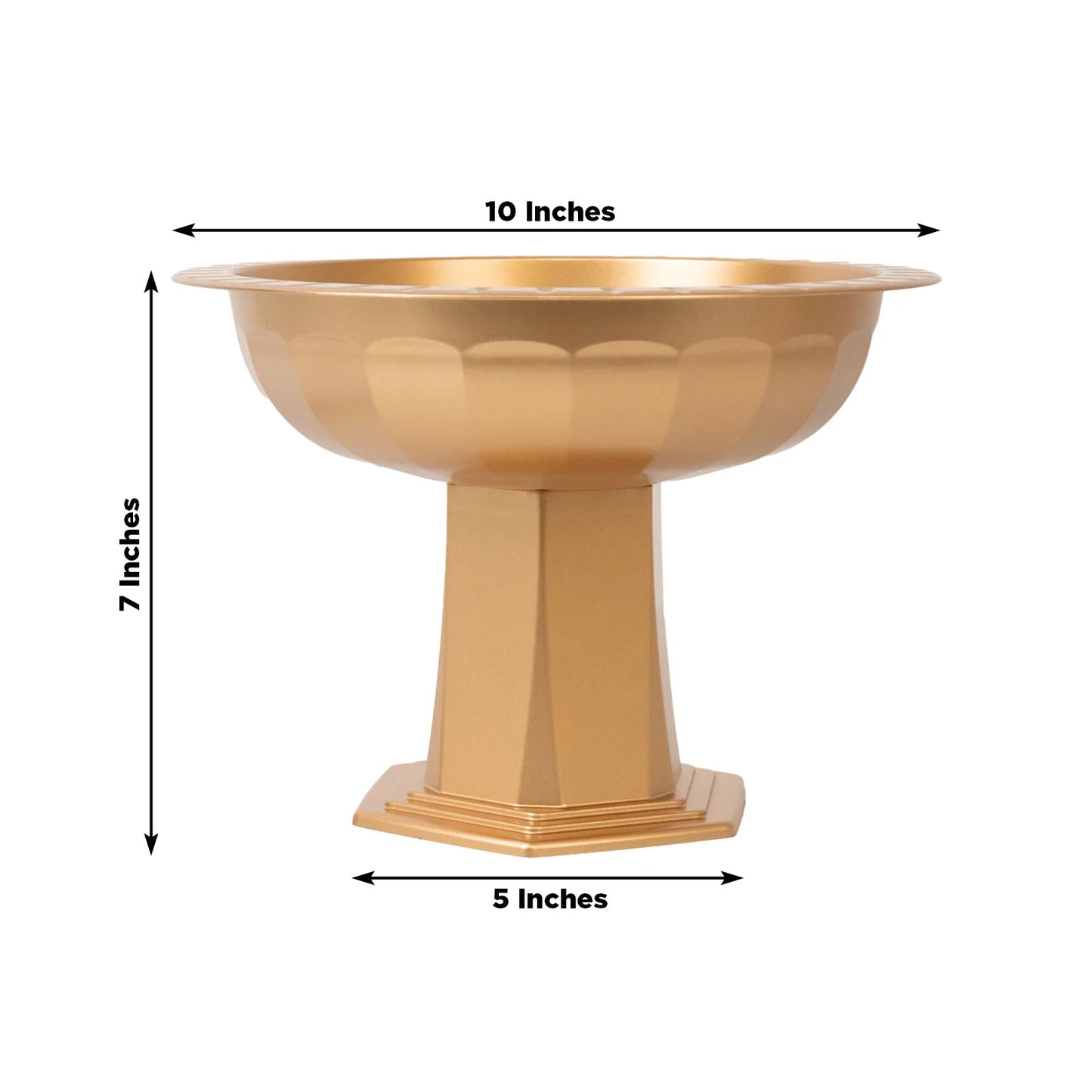 3 Pack Gold Roman Footed Compote Vases 10’’x7’’ Plastic Pedestal Flower Bowls for Table Centerpieces & Floral Displays
