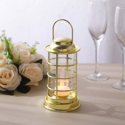 3-Pack LED Tealight Candles Decorative Gold - Battery Operated Mini Lantern Lamps 7’’ - LED