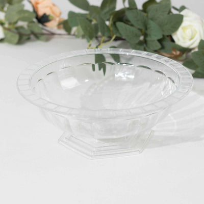 3-Pack Plastic Footed Compote Bowl Flower Vases Roman Style Clear - Round Decorative Pedestal Table Centerpieces 10’’