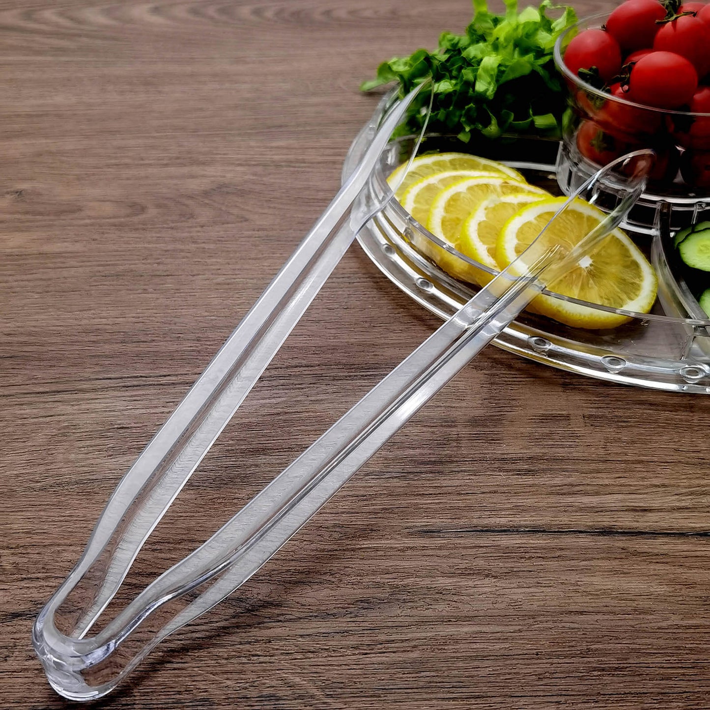 3-Pack Plastic Serving Tongs Clear - Durable Disposable Food Service Tongs for Salad Bars Dessert Tables Buffets 12"