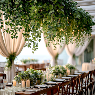 3-Pack Silk Rose Leaf Hanging Plants 40’’ â€“ Realistic Artificial Greenery Vines for Home Patio & Event Styling - Vines