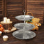 3-Tier Plastic Round Cupcake Stand 15" Metallic Silver with Lace Scalloped Edges