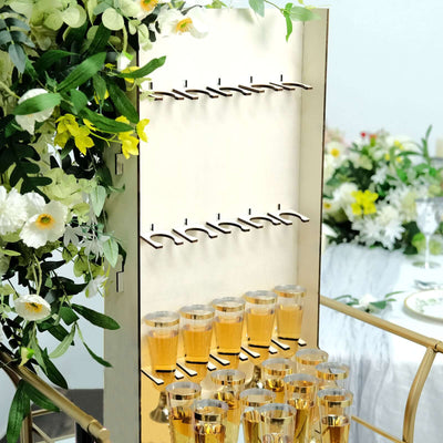 3-Tier Wooden Rectangle Champagne Wall Glass Holder in White for Rustic Events & Banquets