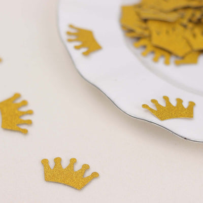 300 Pcs Glitter Princess Crown Paper Confetti Double-Sided Gold Baby Shower Party Table Scatters - Decorative &