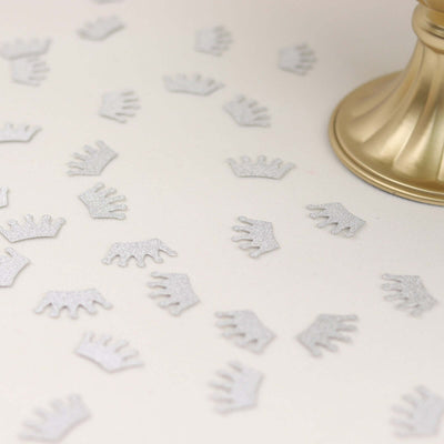 300 Pcs Glitter Princess Crown Paper Confetti Double-Sided Silver Baby Shower Party Table Scatters - Decorative &
