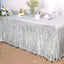 Metallic Foil Fringe Table Skirt Silver with Self Adhesive Backing - Durable Tinsel Skirt for Parties 30"x9ft