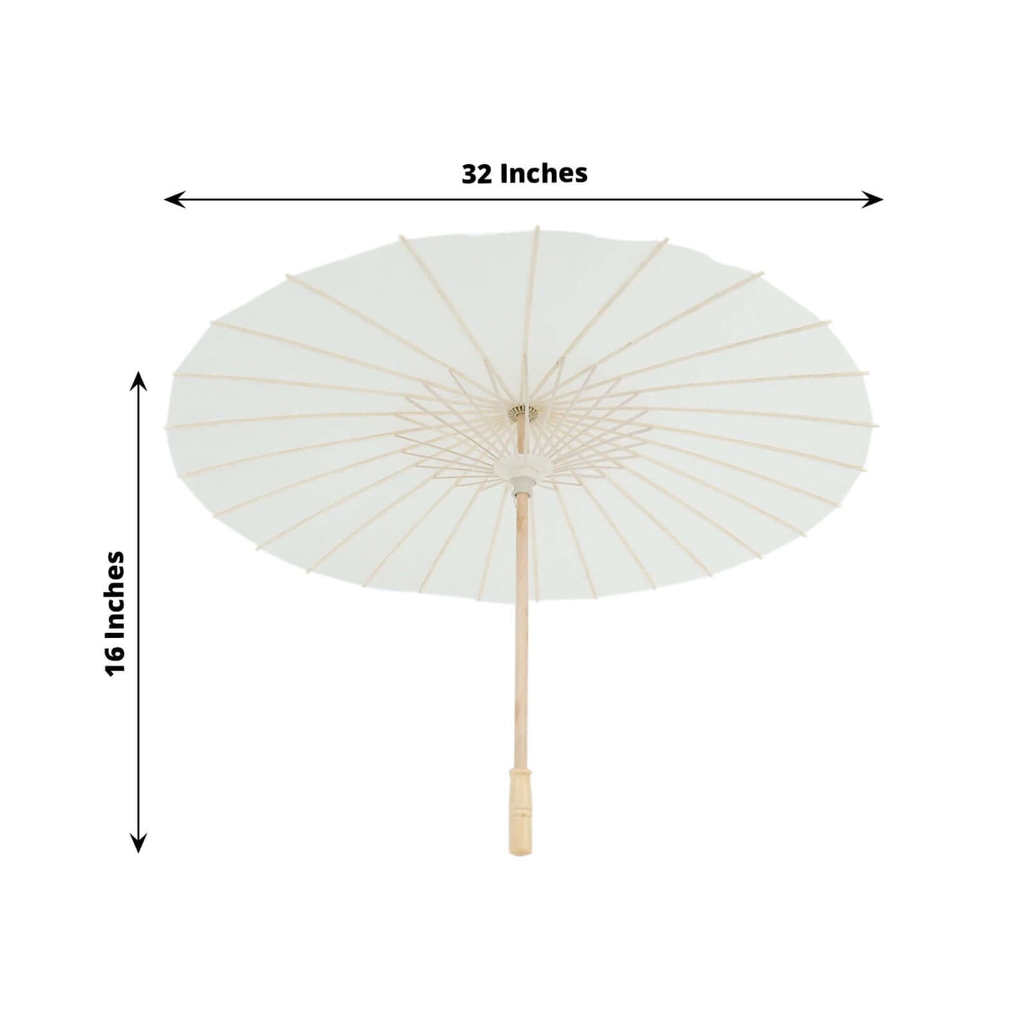 2-Pack Paper and Bamboo Parasol Umbrellas White - Perfect Bridal Shower Photo Props and Table Decorations 32"