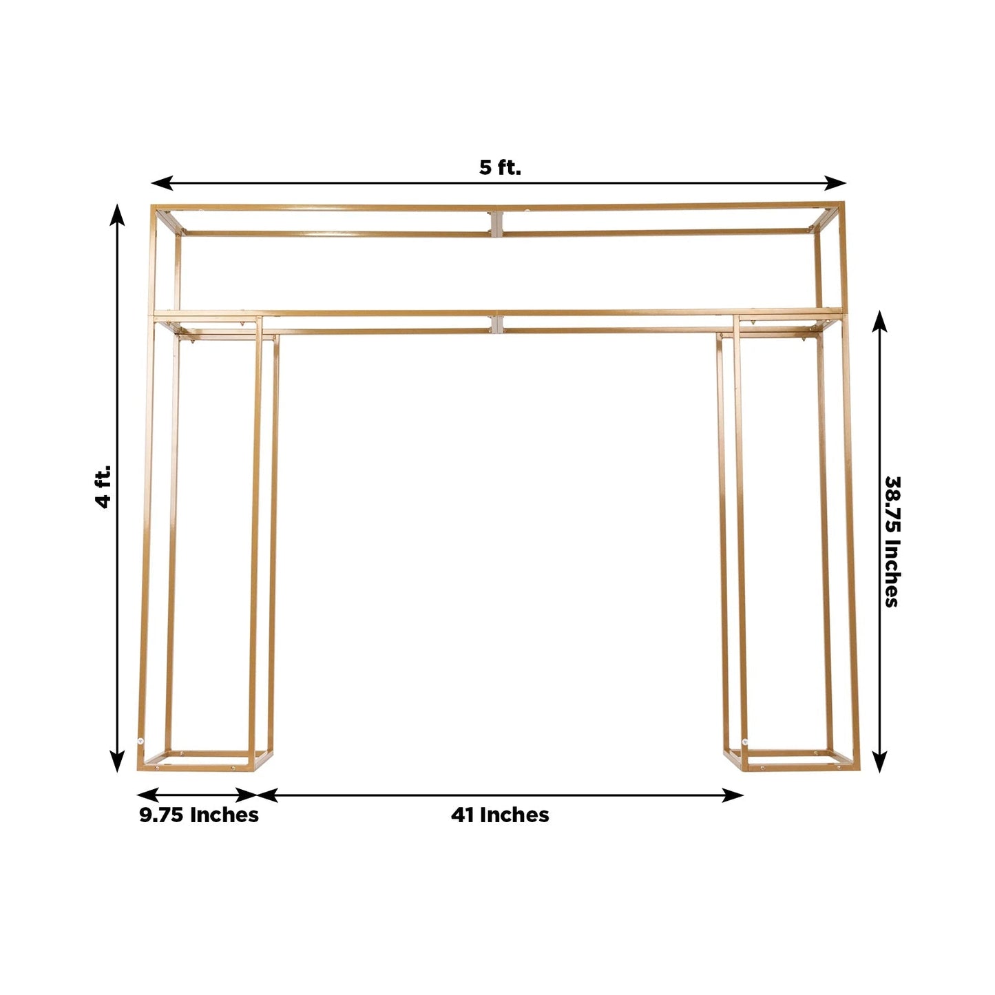 5ft Over the Table Stand in Gold, Freestanding Rectangular Double Frame Over the Table Rod for Floral Balloon DÃ©cor